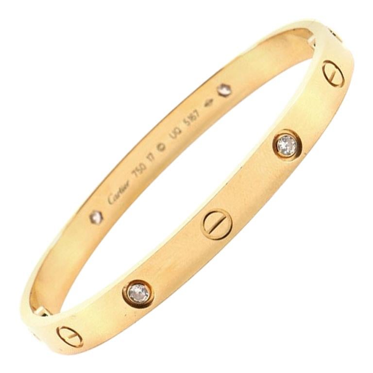 Cartier Love 4 Diamonds Bracelet 18 Karat Yellow Gold with Diamonds at