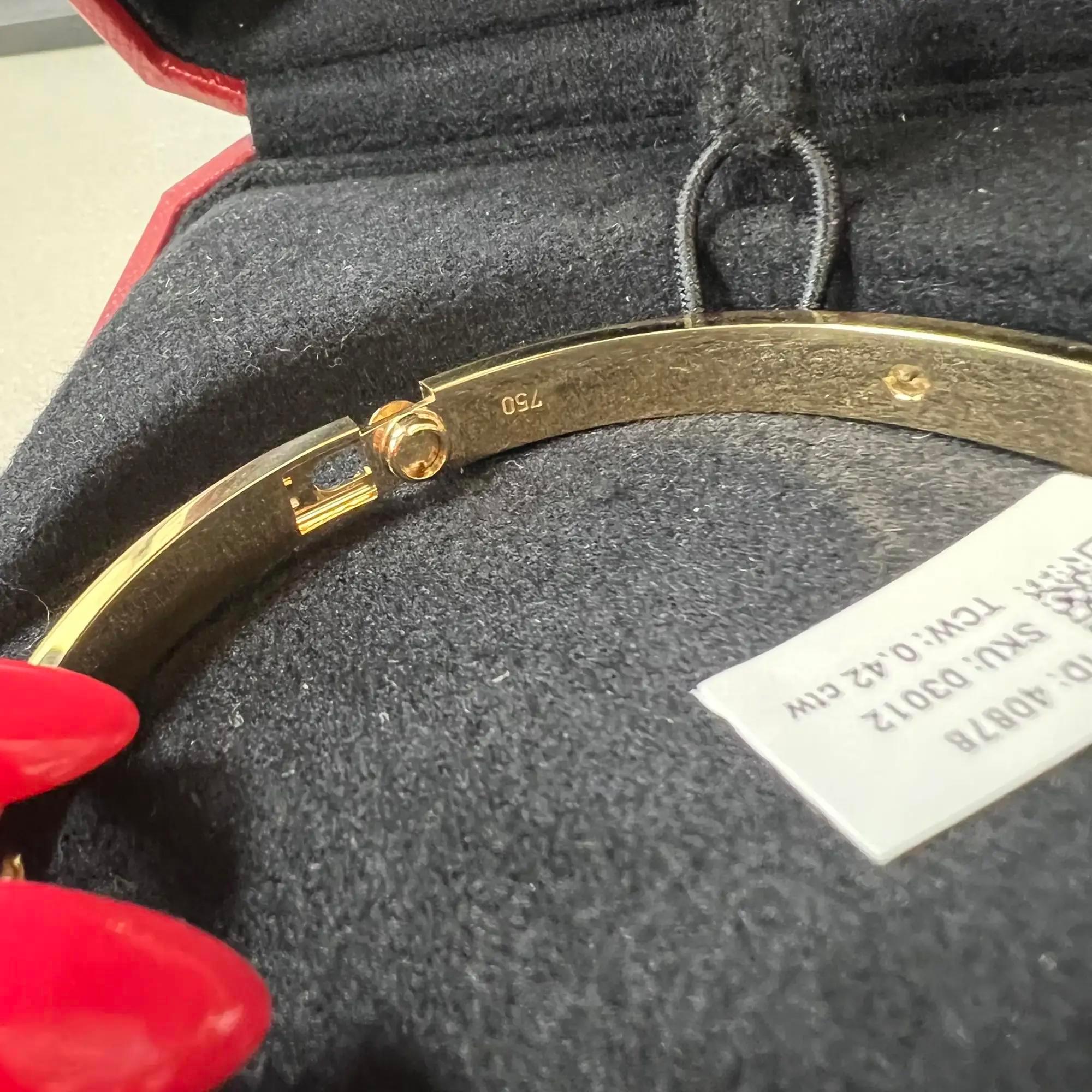 Cartier Love 4 Diamonds Bracelet Bangle Or Jaune 18K Taille 19 en vente 1