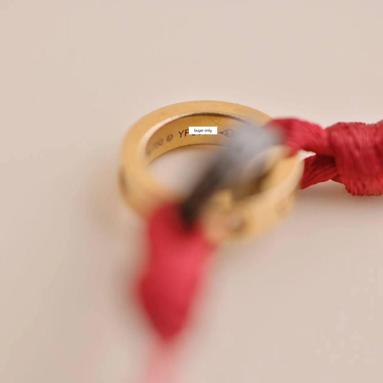 Cartier Love 4 Diamond Rose Gold Sevres Porcelain Red Silk Cord Bracelet In Excellent Condition In Banbury, GB