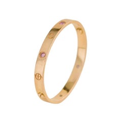Cartier Love 4 Rosa Saphir 18k Roségold Armband Größe 16