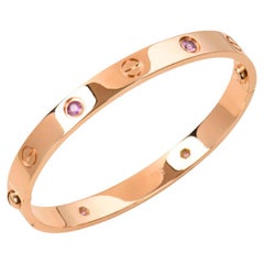 Cartier Love 4 Rosa Saphir 18k Roségold Armband Größe 16