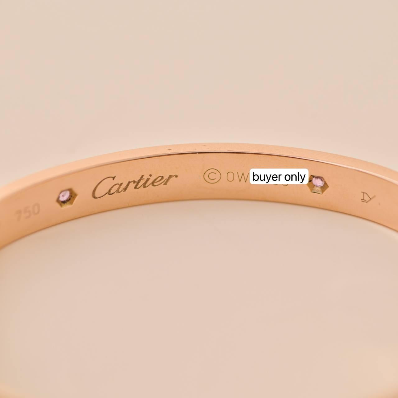 Cartier Love 4 Bracciale in oro rosa 18 carati con zaffiro rosa misura 17 In condizioni ottime in vendita a Banbury, GB
