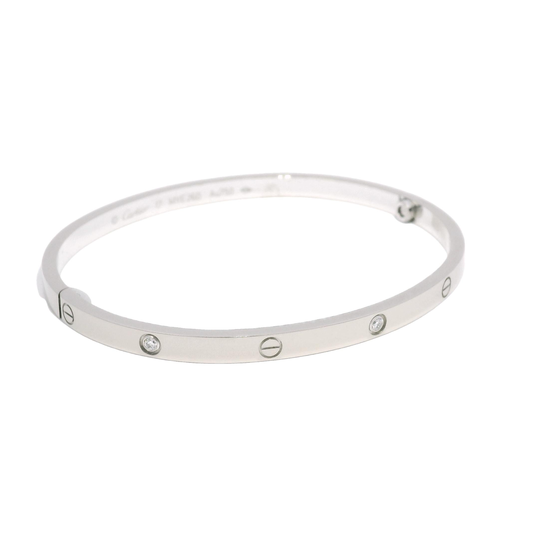 da uomo o donna Cartier LOVE 6 Diamante 18 Carati Taglia 17 Bracciale Modello Sottile In Stock in vendita