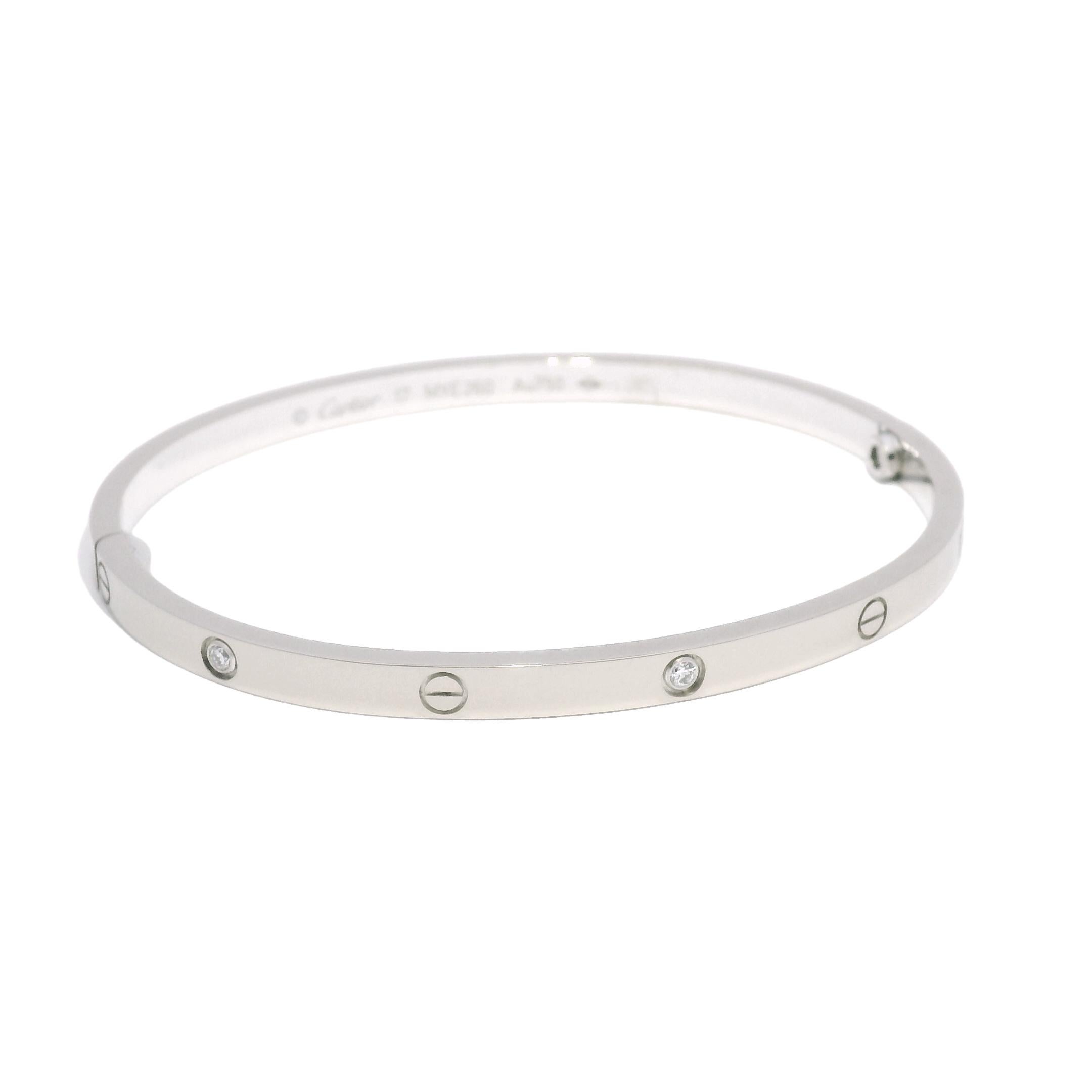 Cartier LOVE 6 Diamante 18 Carati Taglia 17 Bracciale Modello Sottile In Stock in vendita 1
