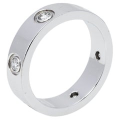 Cartier Love 6 Diamond 18K White Gold Band Ring Size 57