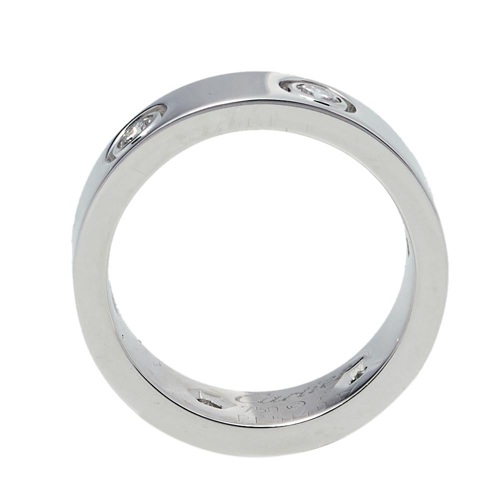 Cartier's Love band continues to be a favored choice when it comes to choosing a wedding or engagement ring and even as a special addition to one's collection. A ring version of the Love bracelet from the 1970s, this creation heralds the idea of