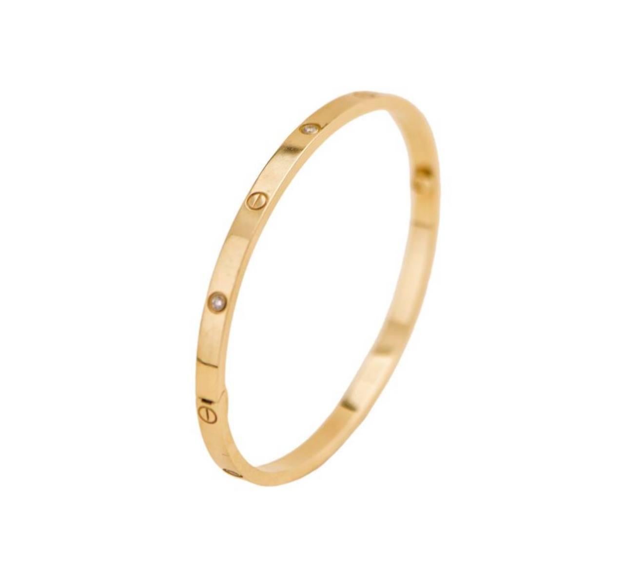 Cartier Love 6 Diamond 18k Yellow Gold Small Model Bracelet Size 17