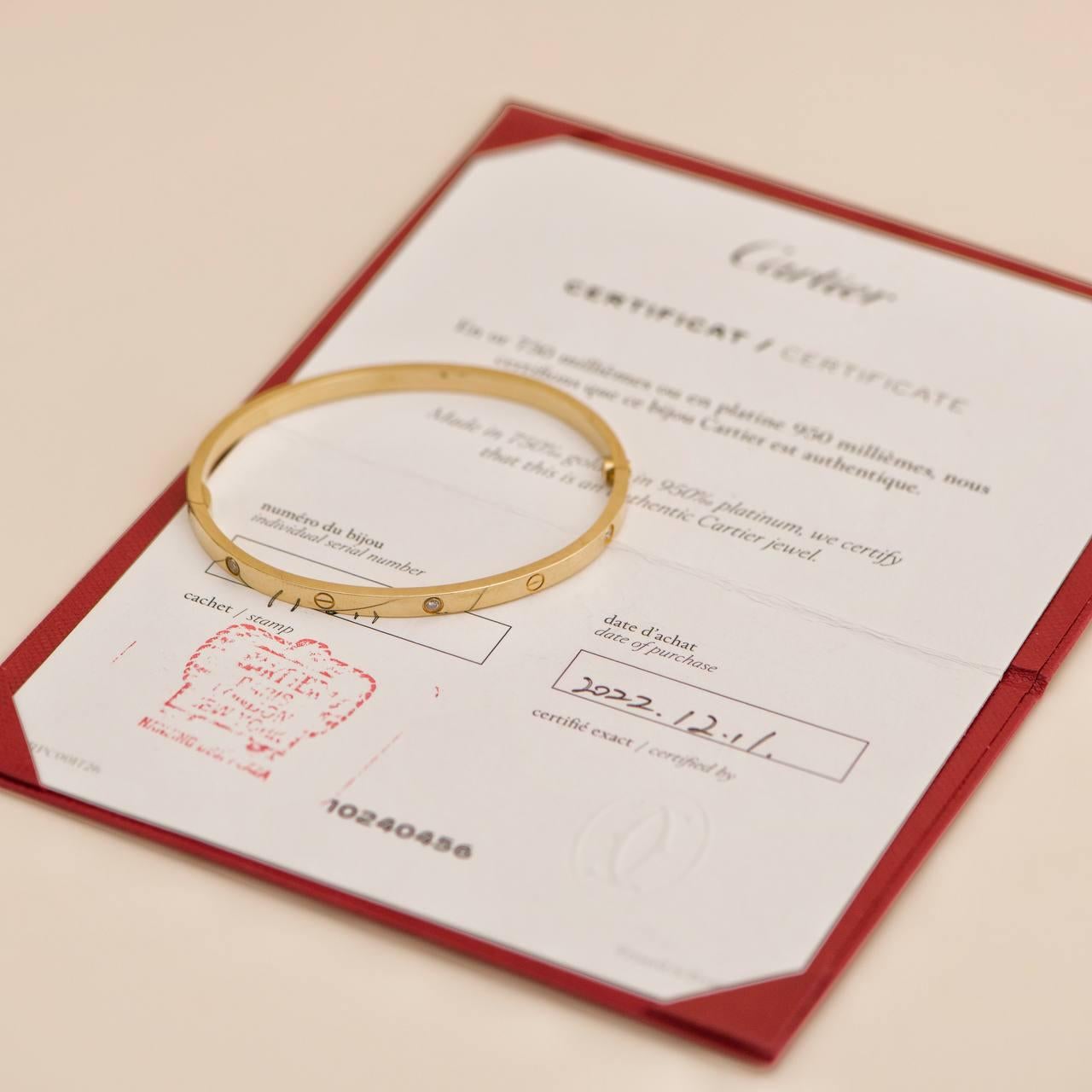 Cartier Love 6 Diamant 18K Gelbgold Kleines Modell Größe 17 (Brillantschliff)