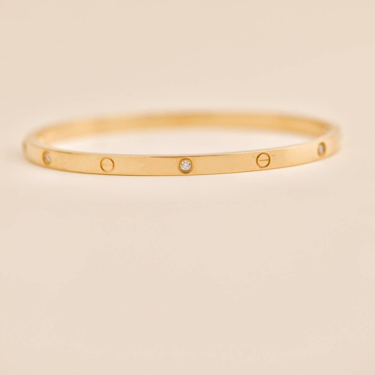 Cartier Love 6 Diamant 18K Gelbgold Kleines Modell Größe 17 für Damen oder Herren