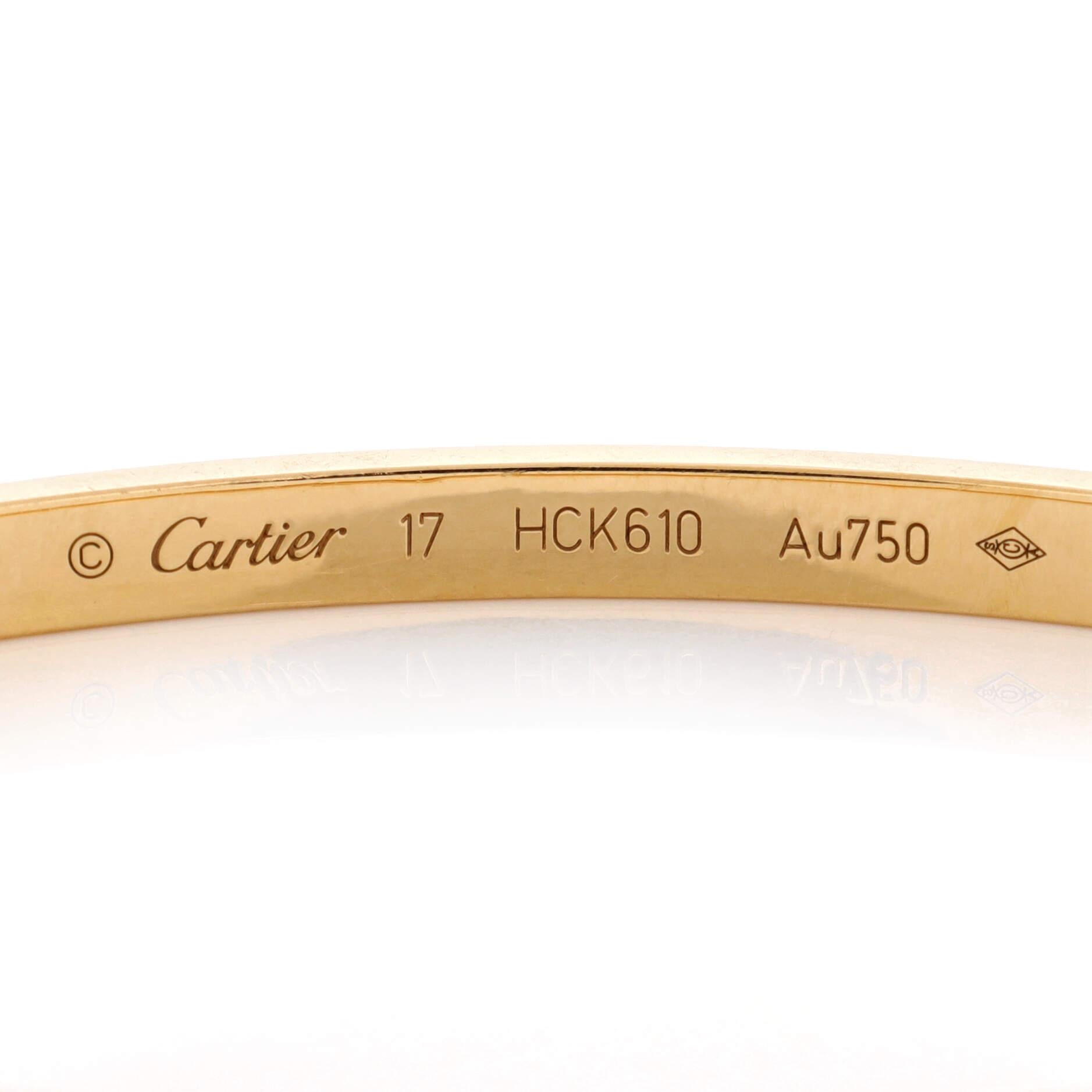 Cartier Love 6 Diamond Bracelet 18K Yellow Gold and Diamonds Small In Good Condition In New York, NY