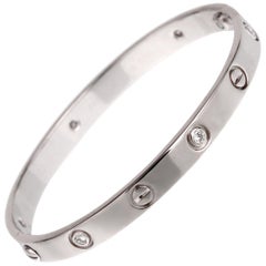 Cartier Love 6 Diamond White Gold Bangle Bracelet