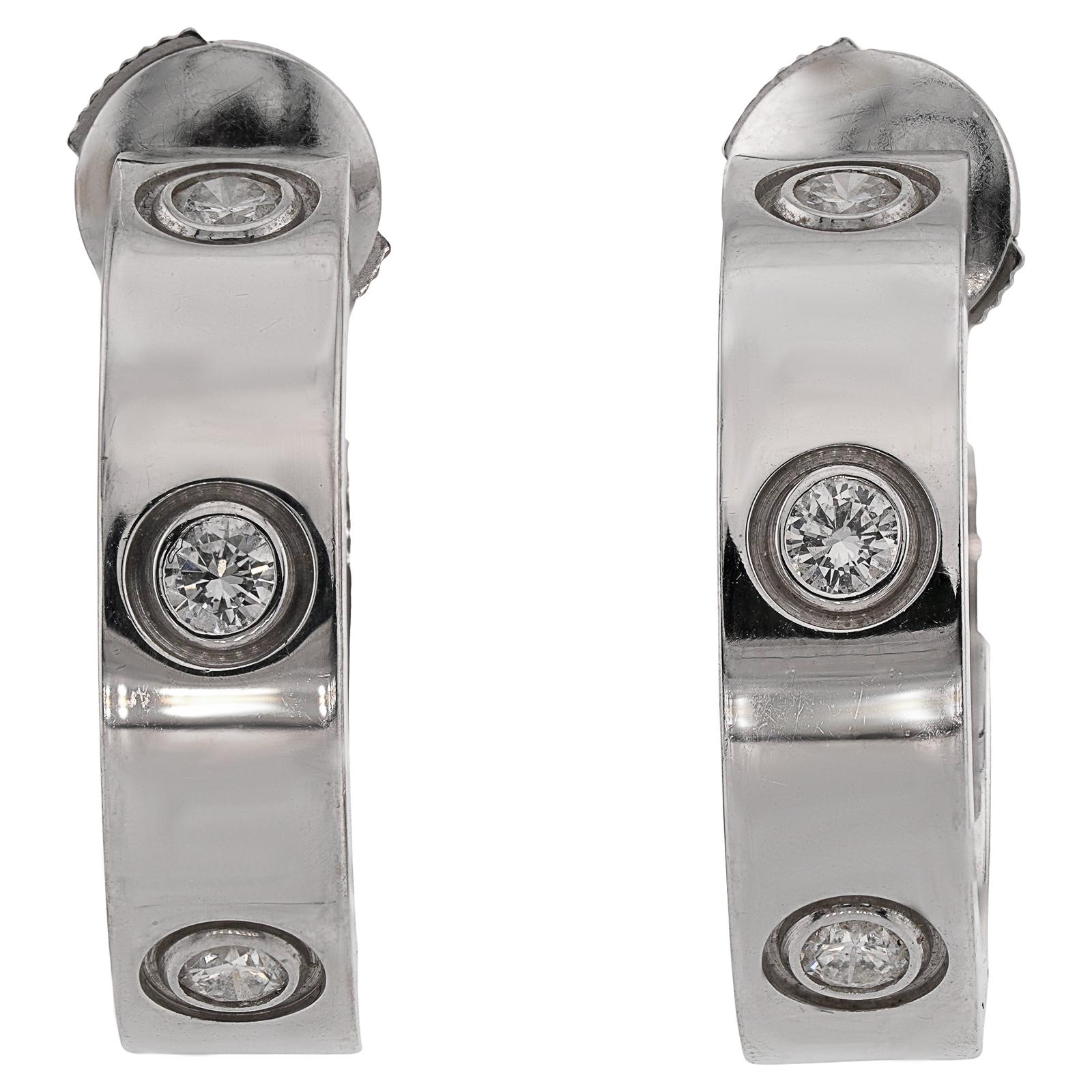 De las mujeres CARTIER Love 6 Pendientes de aro de oro blanco con diamantes en venta