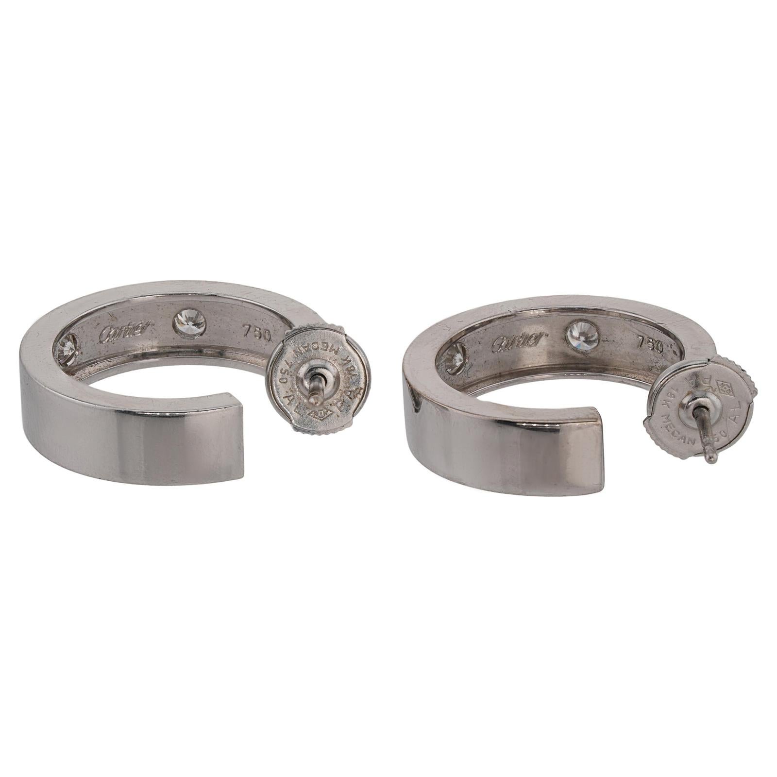 CARTIER Love 6 Pendientes de aro de oro blanco con diamantes en venta 1