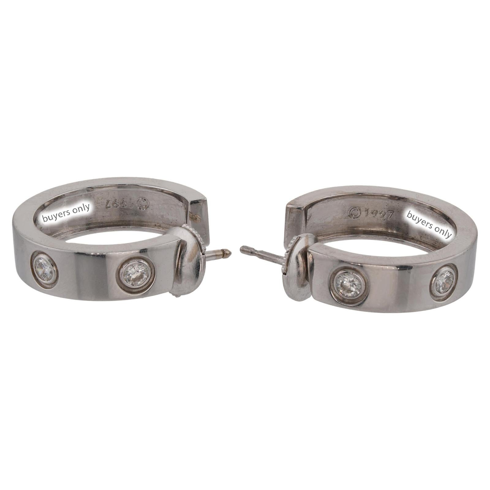 CARTIER Love 6 Pendientes de aro de oro blanco con diamantes en venta 2