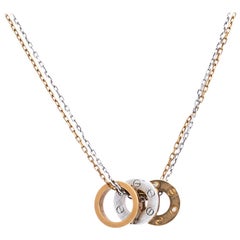 Cartier Love 6 Diamonds 18K Two Tone Gold 3 Circular Charm Necklace