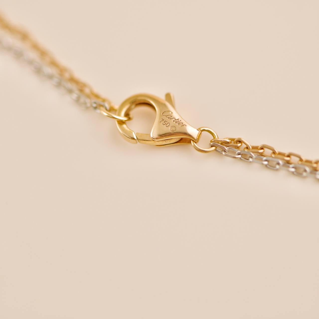Cartier Love 6 Diamonds 18k White and Rose Gold Necklace For Sale 5