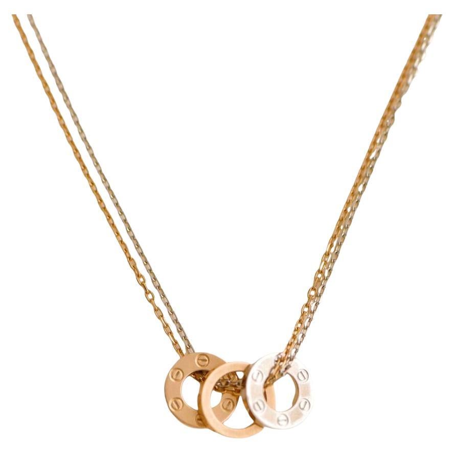 Cartier Love 6 Diamonds 18k White and Rose Gold Necklace