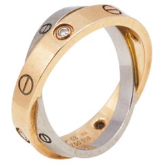 Cartier Love 6 Diamonds Two Tone 18k Gold Ring Size 53