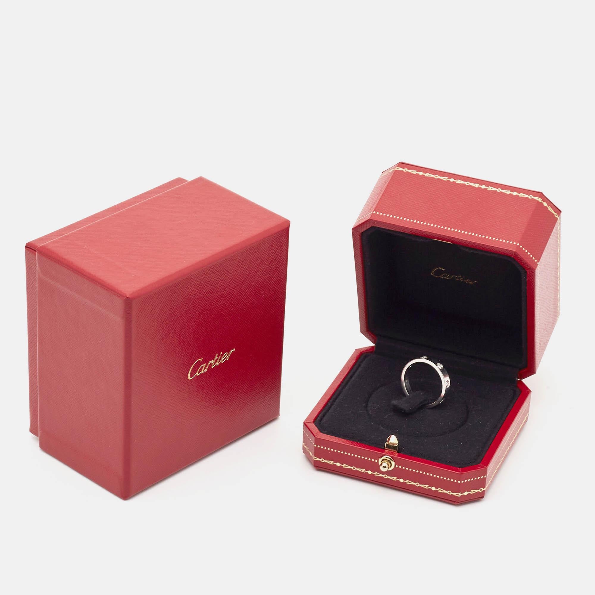 Cartier Love 8 Diamond 18k White Gold Ring Size 54 3