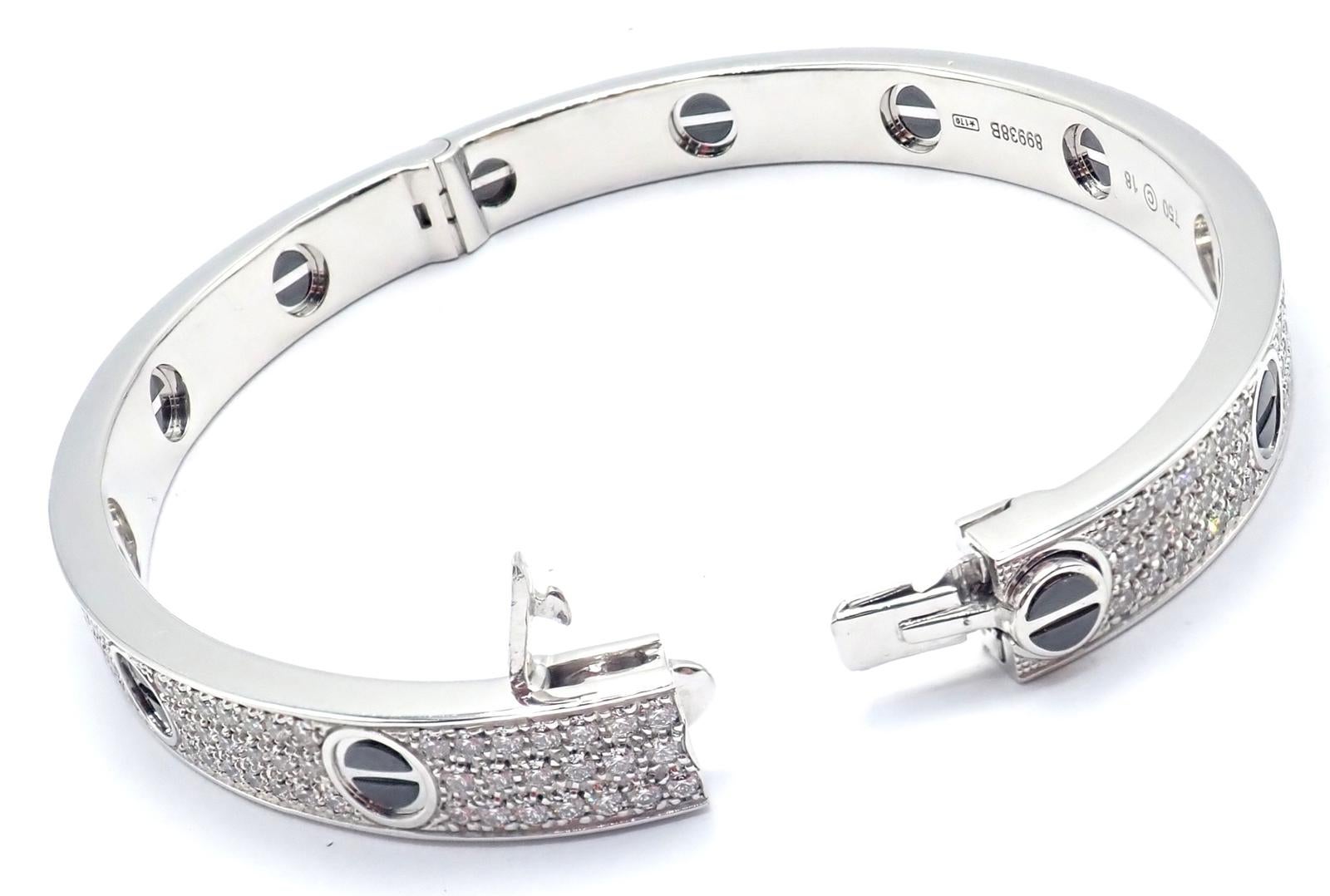 Cartier Love All Diamond and Ceramic White Gold Bangle Bracelet en venta 5