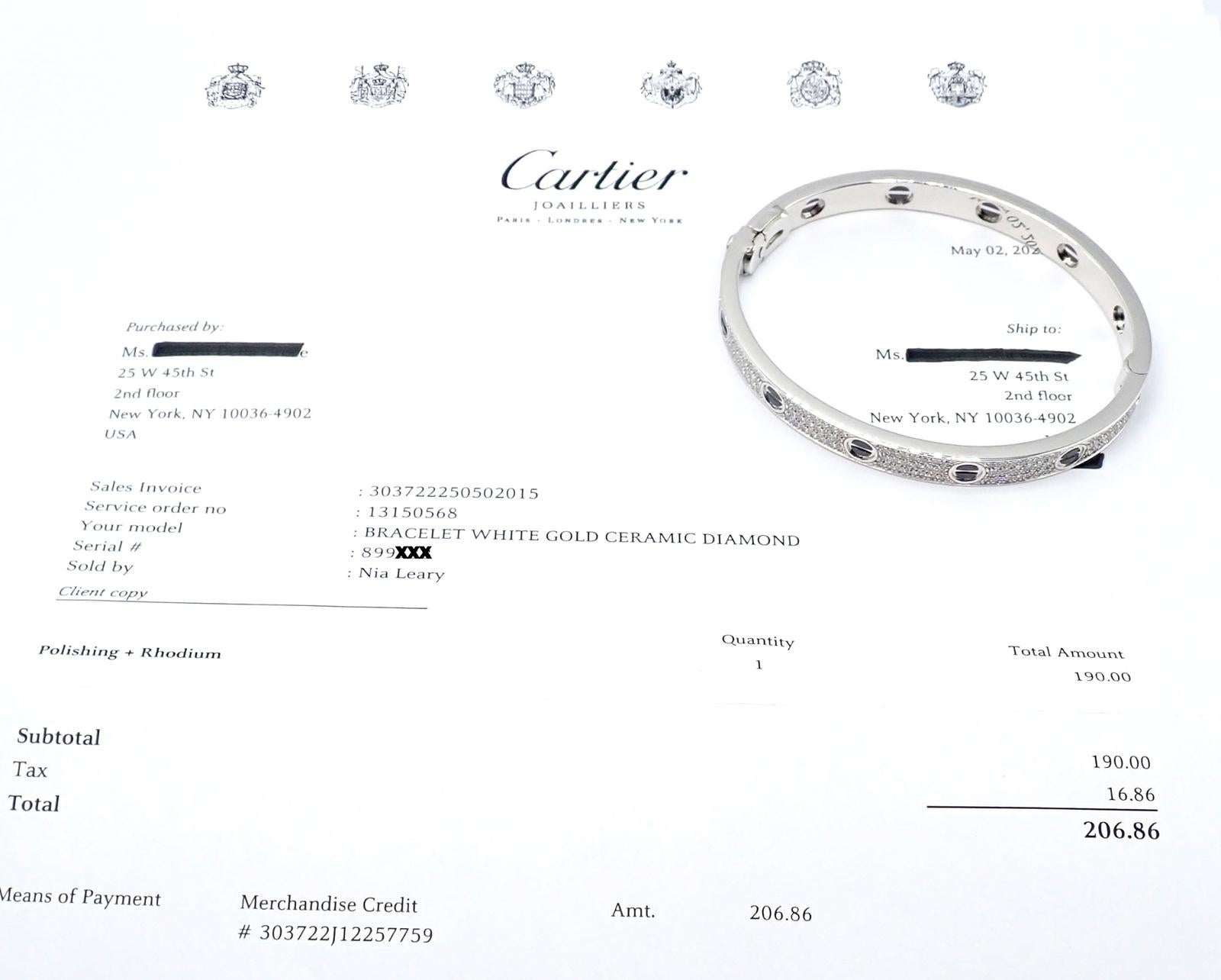 Cartier Love All Diamond and Ceramic White Gold Bangle Bracelet en venta 6