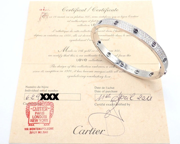 Cartier Love All Diamond and Ceramic White Gold Bangle Bracelet at