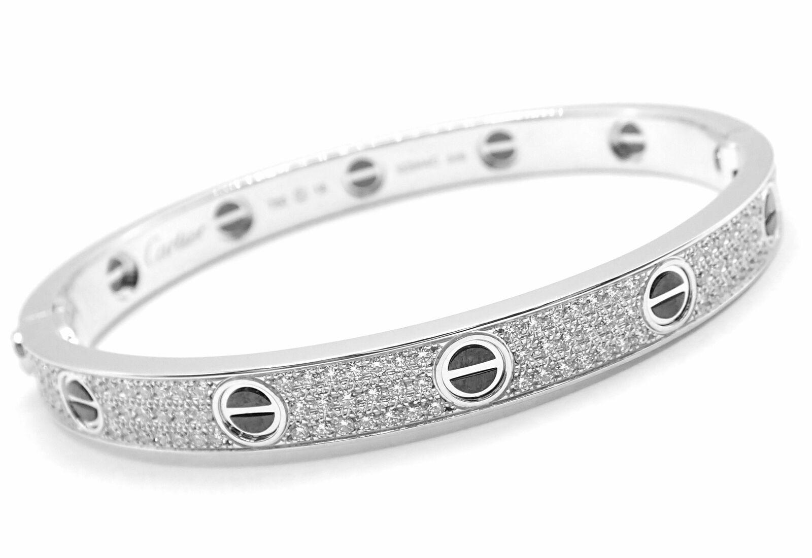 Cartier Bracelet jonc Love All en or blanc et céramique avec diamants Excellent état - En vente à Holland, PA