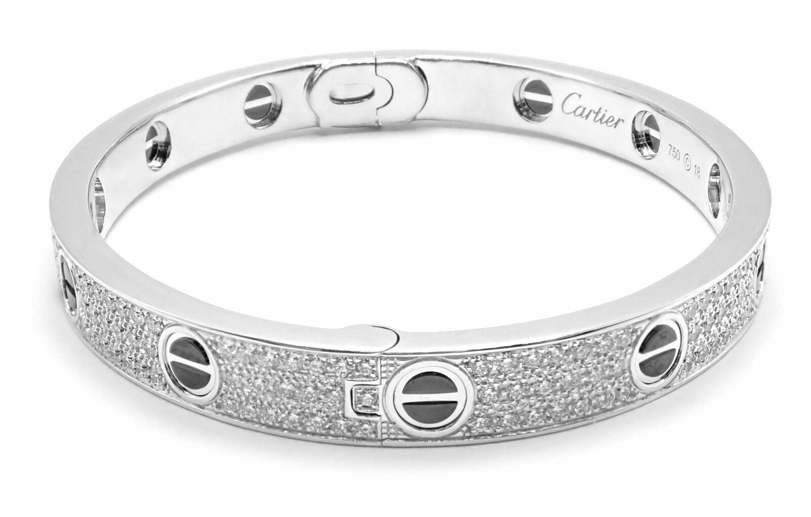 Cartier Bracelet jonc Love All en or blanc et céramique avec diamants en vente 1