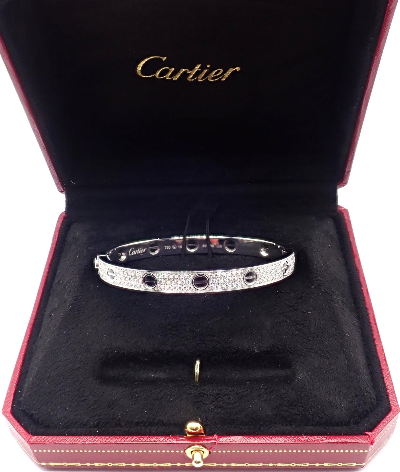 Cartier Love All Diamond and Ceramic White Gold Bangle Bracelet en venta 1