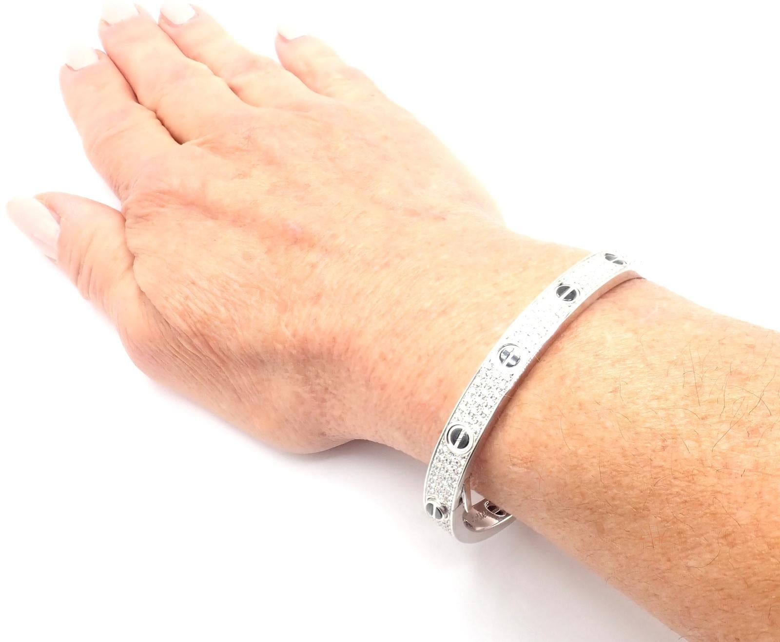 Cartier Love All Diamond and Ceramic White Gold Bangle Bracelet en venta 2