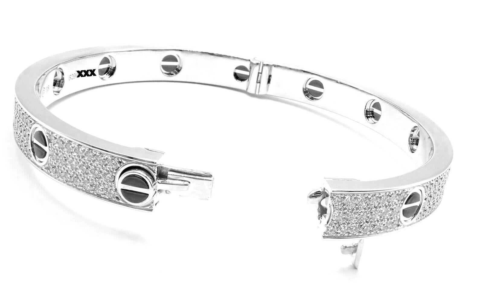 Cartier Bracelet jonc Love All en or blanc et céramique avec diamants en vente 3