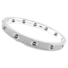 Cartier Love All Diamond and Ceramic White Gold Bangle Bracelet