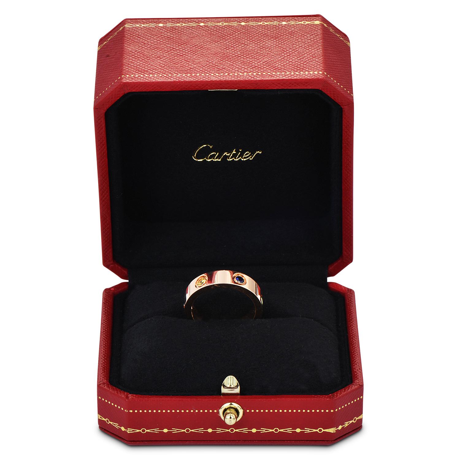 Cartier Love 18 Karat Roségold Bandring mit Amethyst, Granat und Saphir (Moderne)