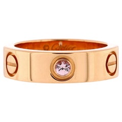 Cartier Love Band 1 Sapphire Ring 18k Rose Gold with Pink Sapphire