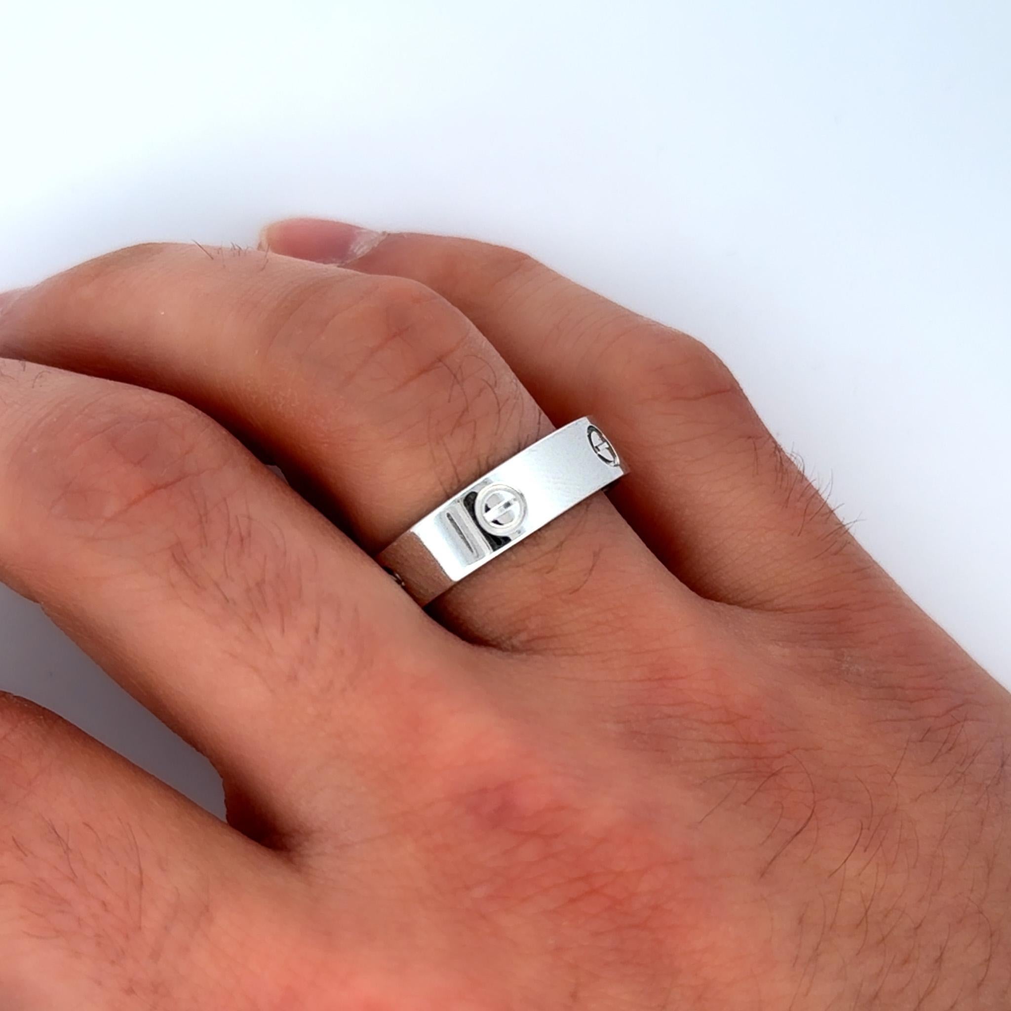 Cartier Love Band 18K White Gold 6mm Men's Band Size 12.5 Ring In New Condition For Sale In Miami, FL
