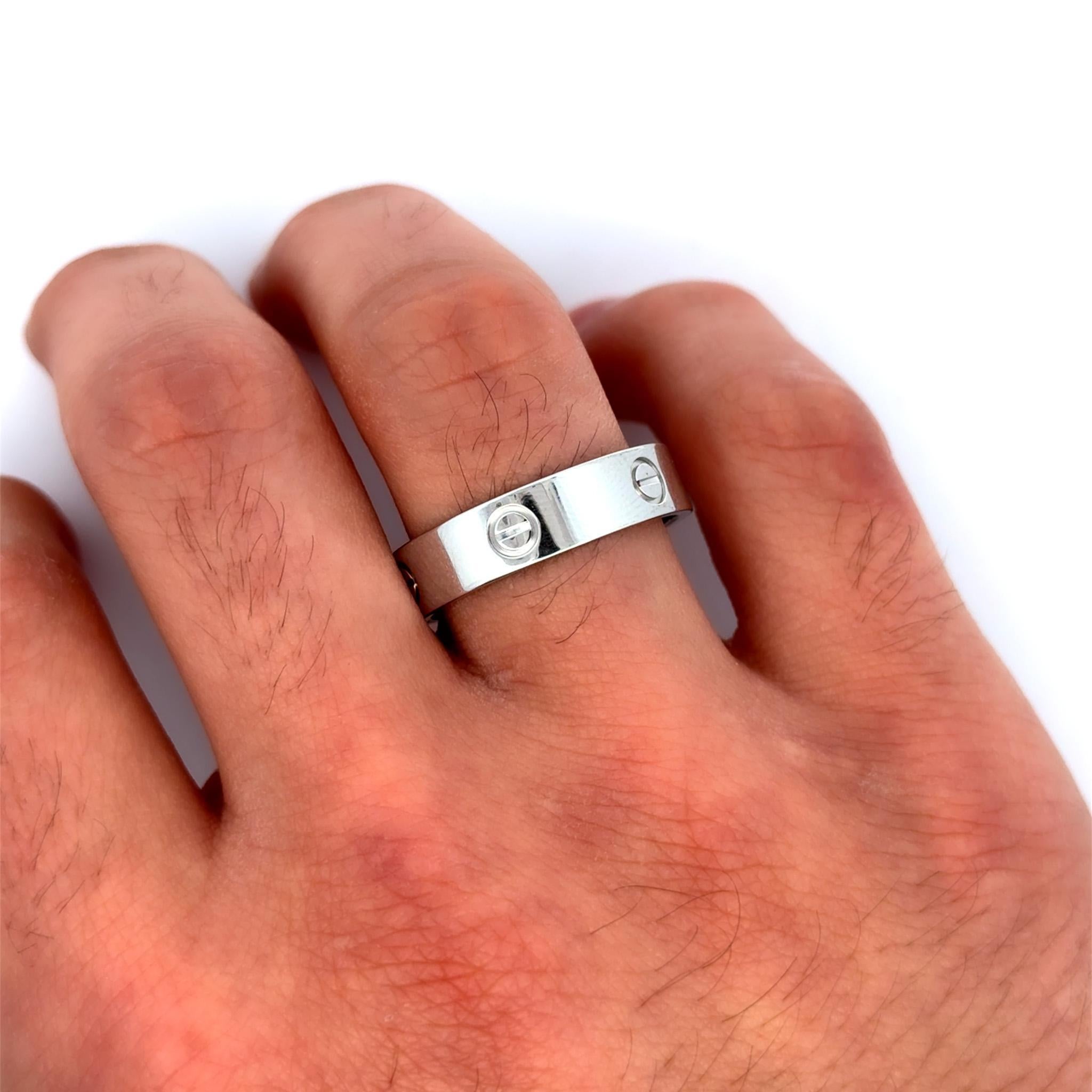 Cartier Love Band 18K White Gold 6mm Men's Band Size 12.5 Ring For Sale 1