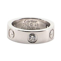 Cartier Love Band 3 Diamonds Ring 18 Karat White Gold with Diamond 4.5 - 48