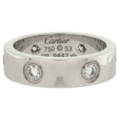 Cartier Love Band 6 Diamonds Ring 18k White Gold with Diamonds