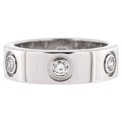 Cartier Love Band 6 Diamonds Ring 18K White Gold with Diamonds