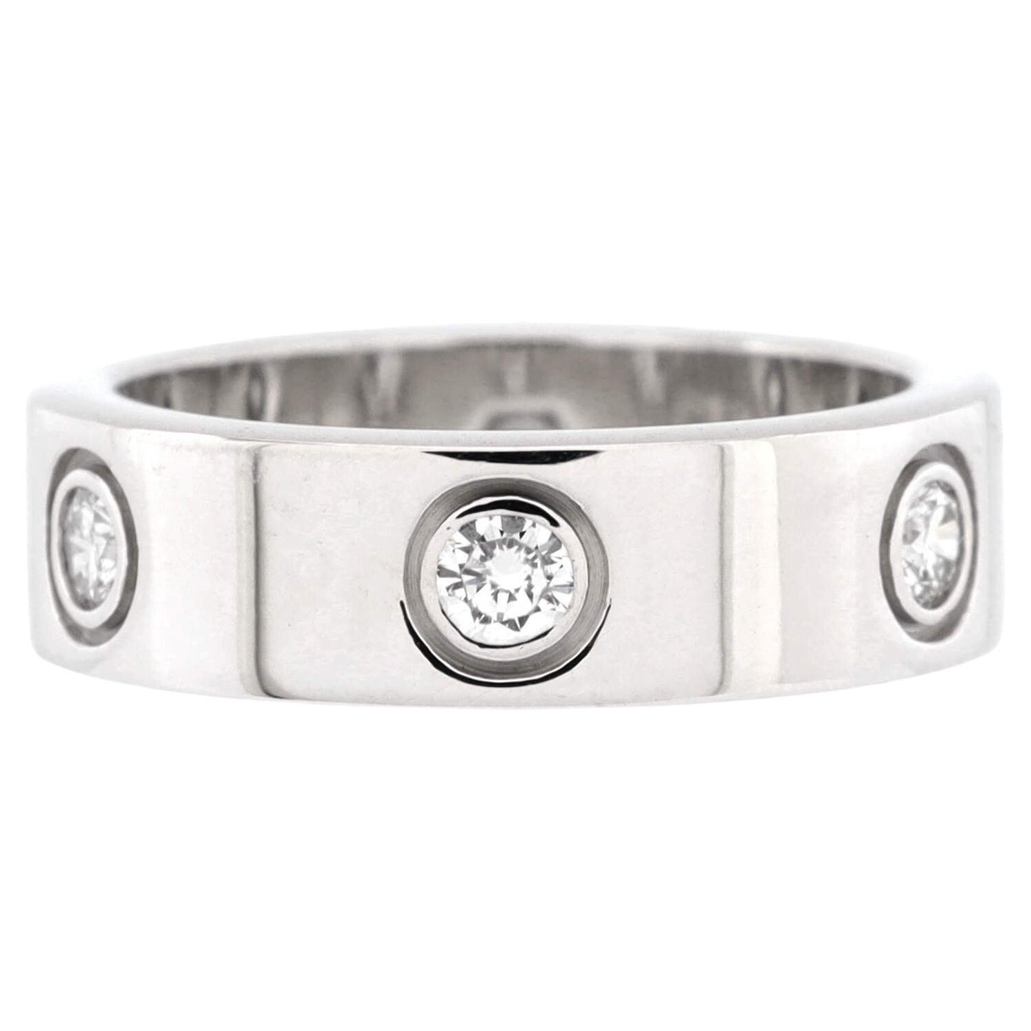 Cartier Love Band 6 Diamonds Ring 18K White Gold with Diamonds For Sale