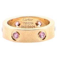 Cartier Love Band 6 Sapphires 18 Karat Rose Gold with Pink Sapphires Ring
