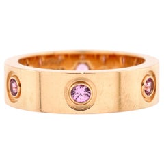 Cartier Love Band 6 Sapphires Ring 18K Rose Gold with Pink Sapphires