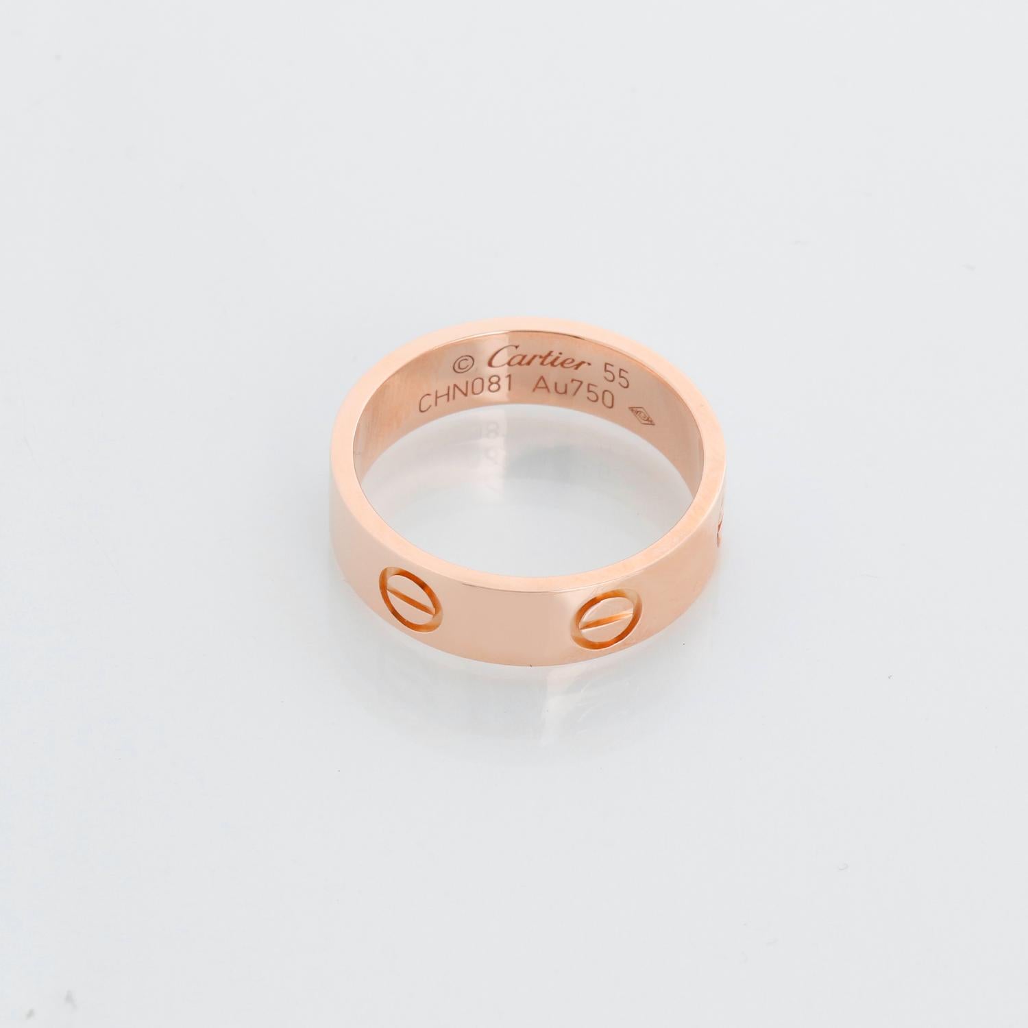 Cartier Love Band Ring 18K Rose Gold Classic Größe 55 ( 7 1/4 US) Damen im Angebot