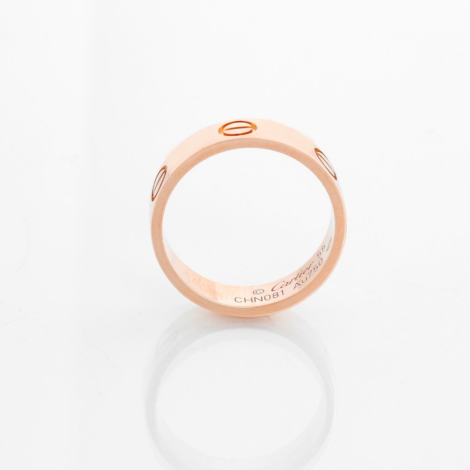 Cartier Love Band Ring 18K Rose Gold Classic Größe 55 ( 7 1/4 US) im Angebot 1
