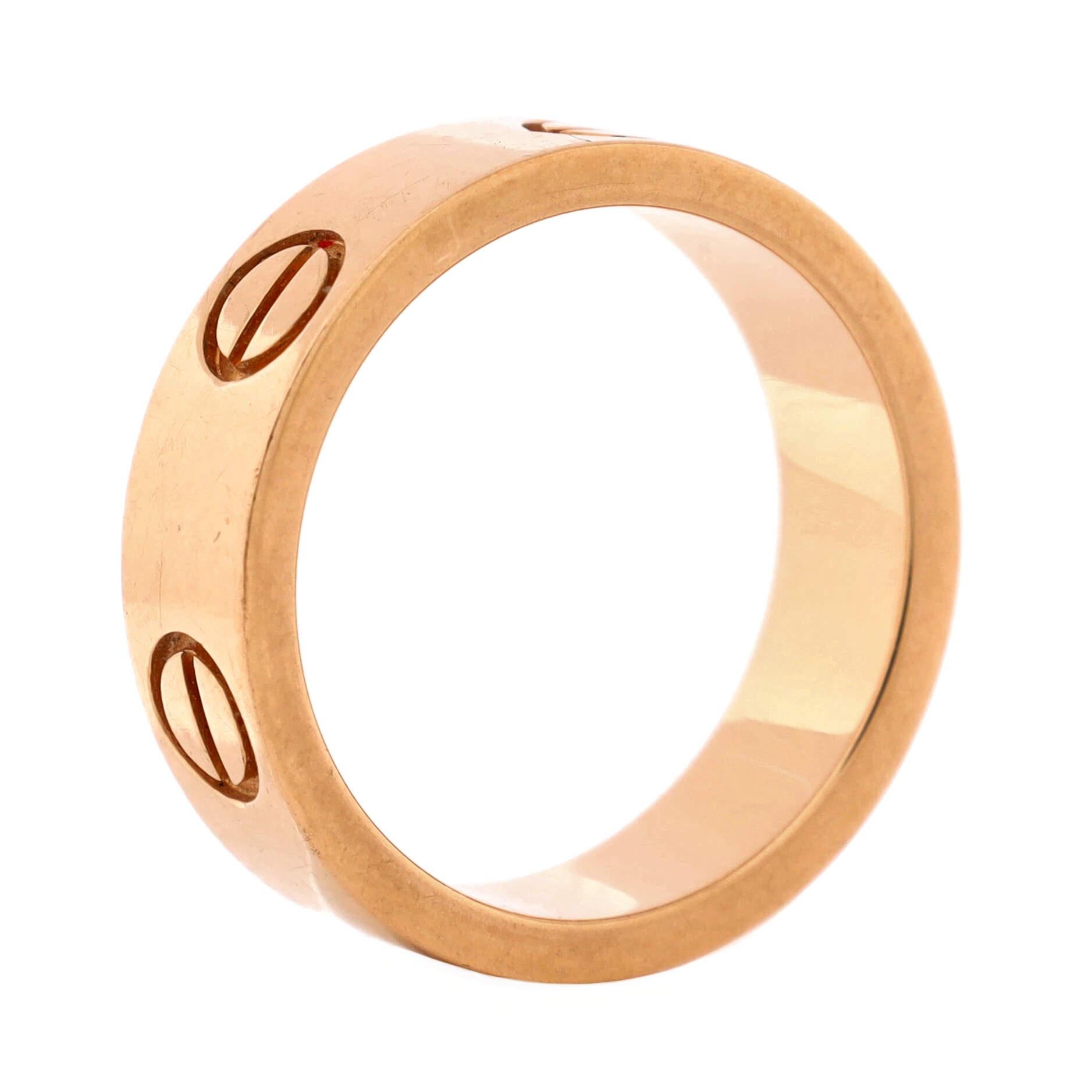 Cartier Love Band Ring 18K Rose Gold In Good Condition For Sale In New York, NY