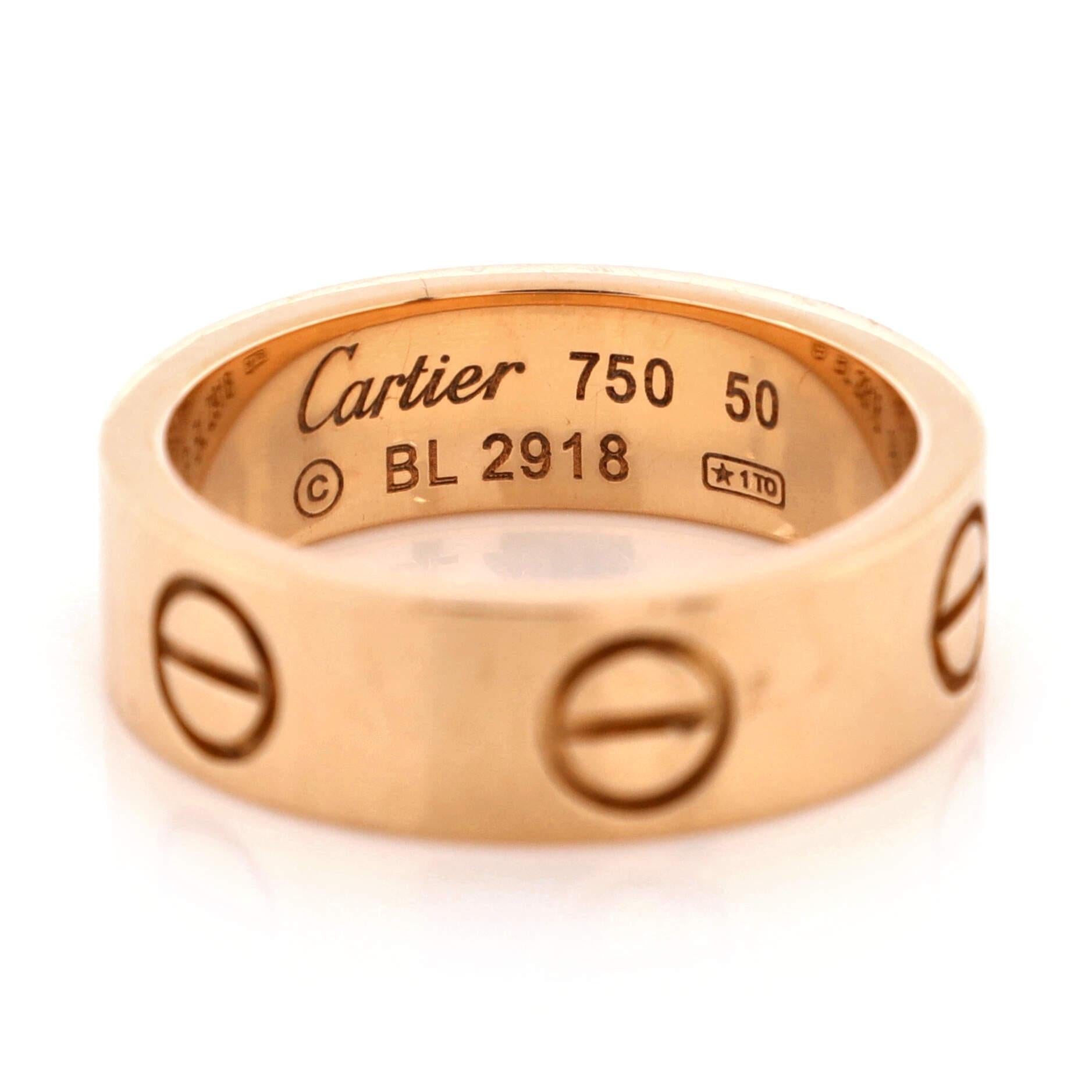Women's Cartier Love Band Ring 18K Rose Gold For Sale