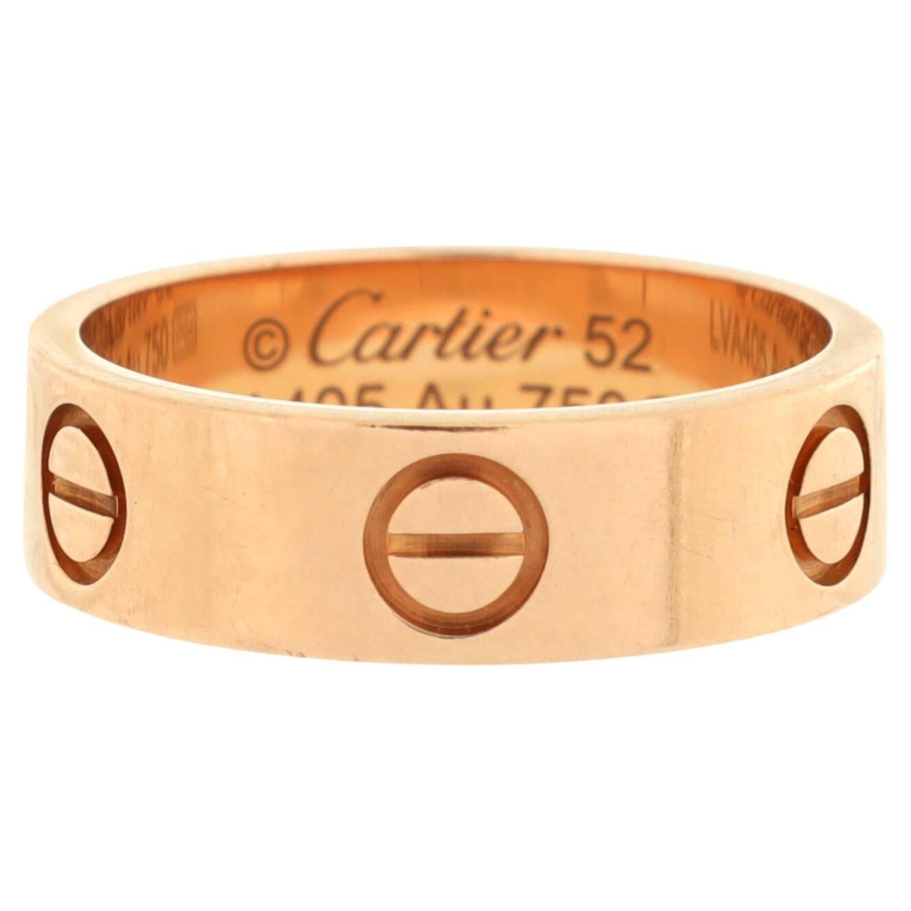 Cartier Love Band Ring 18K Rose Gold For Sale at 1stDibs