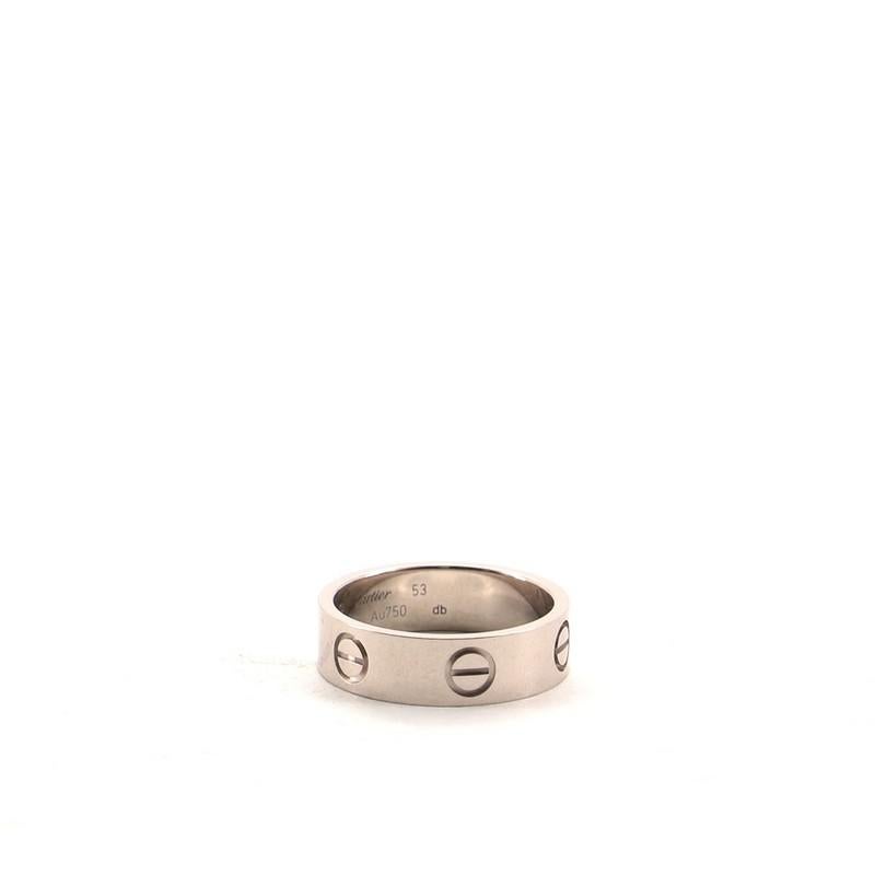 Condition: Great. Shows signs of minor wear.
Accessories: No Accessories
Measurements: Size: 6.25 - 53, Width: 5.5 mm
Designer: Cartier
Model: Love Band Ring 18K White Gold
Exterior Material: 18K White Gold
Exterior Color: White Gold
Item Number: