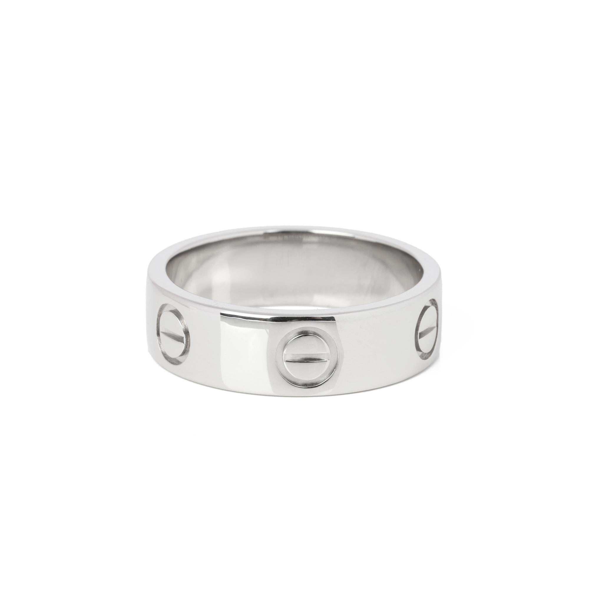 Cartier Platin Liebesband Ring im Zustand „Hervorragend“ im Angebot in Bishop's Stortford, Hertfordshire