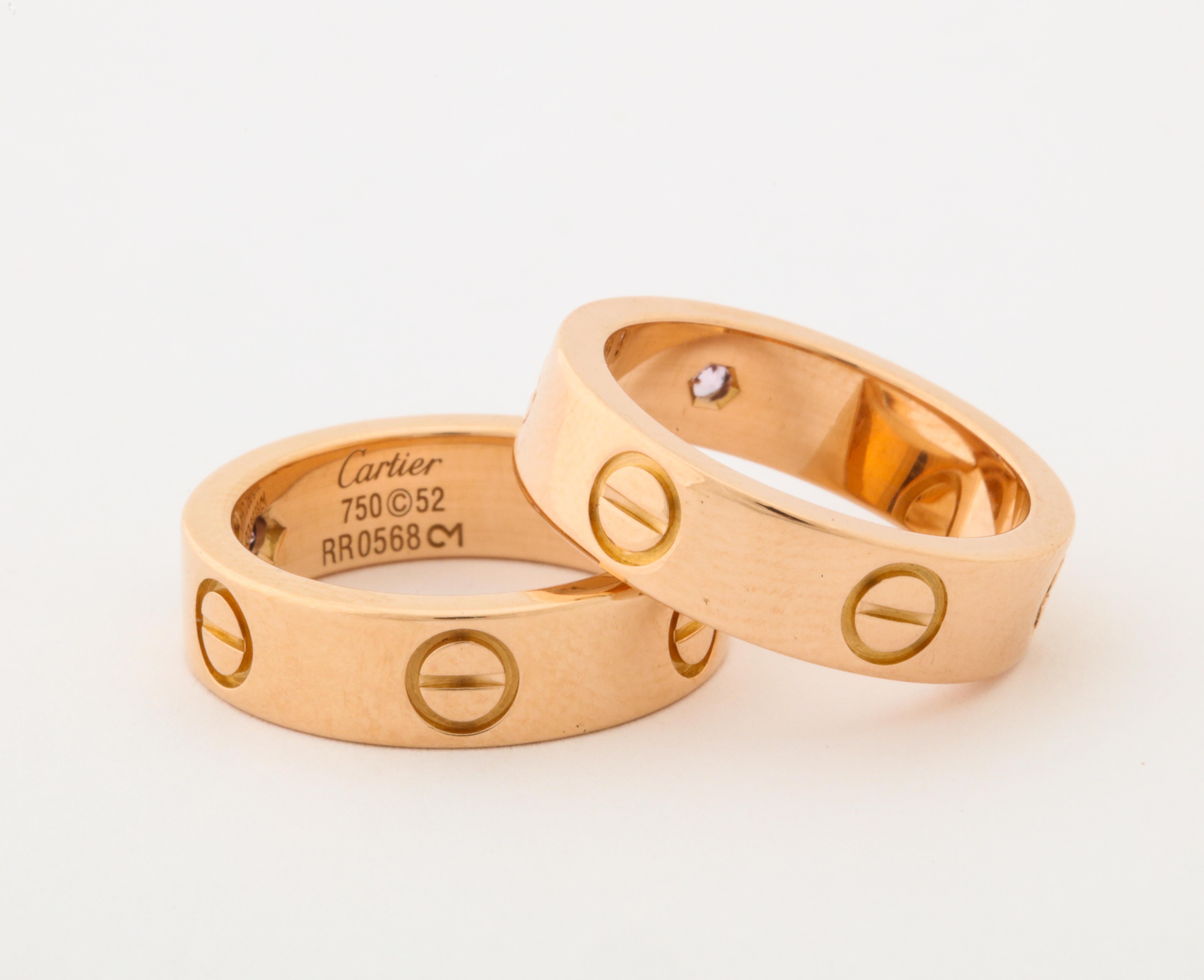 Contemporary Cartier Love Bands with Pink Sapphires